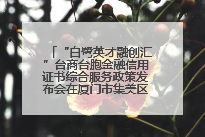 “白鹭英才融创汇”台商台胞金融信用证书综合服务政策发布会在厦门市集美区成功举办