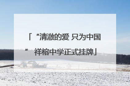 “清澈的爱 只为中国” 祥榕中学正式挂牌