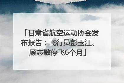 甘肃省航空运动协会发布报告：飞行员彭玉江、顾志敏停飞6个月