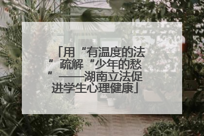 用“有温度的法”疏解“少年的愁”——湖南立法促进学生心理健康