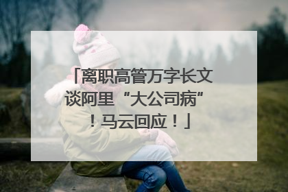 离职高管万字长文谈阿里“大公司病”！马云回应！