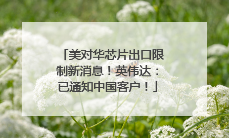 美对华芯片出口限制新消息！英伟达：已通知中国客户！