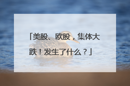 美股、欧股，集体大跌！发生了什么？