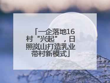 一企落地16村“兴起”，日照岚山打造乳业带村新模式