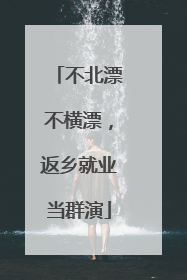 不北漂不横漂，返乡就业当群演