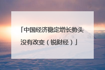 中国经济稳定增长势头没有改变（锐财经）