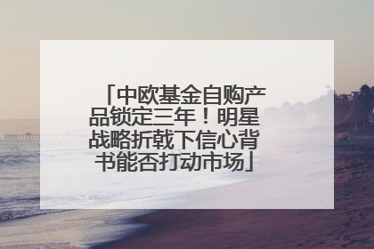 中欧基金自购产品锁定三年！明星战略折戟下信心背书能否打动市场