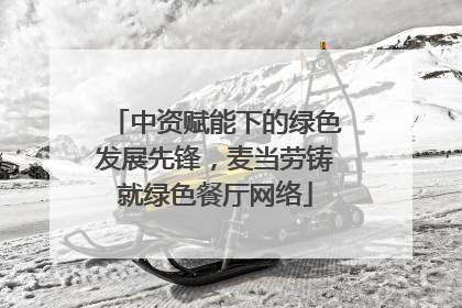 中资赋能下的绿色发展先锋，麦当劳铸就绿色餐厅网络
