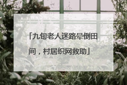 九旬老人迷路晕倒田间，村居织网救助