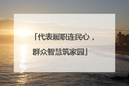 代表履职连民心，群众智慧筑家园