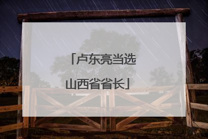 卢东亮当选山西省省长