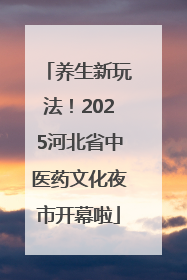 养生新玩法！2025河北省中医药文化夜市开幕啦