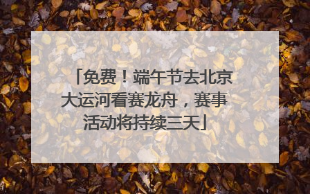 免费！端午节去北京大运河看赛龙舟，赛事活动将持续三天