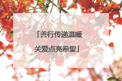 善行传递温暖 关爱点亮希望