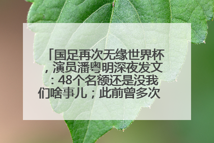 国足再次无缘世界杯，演员潘粤明深夜发文：48个名额还是没我们啥事儿；此前曾多次为国足发声