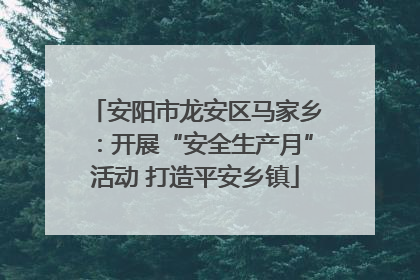 安阳市龙安区马家乡：开展“安全生产月”活动 打造平安乡镇