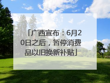 广西宣布：6月20日之后，暂停消费品以旧换新补贴