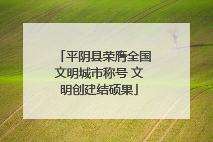 平阴县荣膺全国文明城市称号 文明创建结硕果