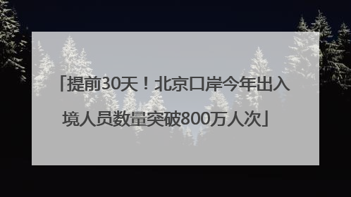 提前30天！北京口岸今年出入境人员数量突破800万人次