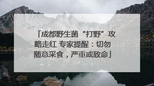 成都野生菌“打野”攻略走红 专家提醒：切勿随意采食，严重或致命