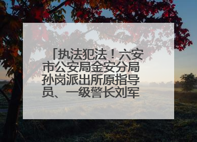 执法犯法！六安市公安局金安分局孙岗派出所原指导员、一级警长刘军被“双开”