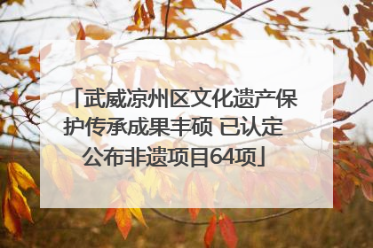 武威凉州区文化遗产保护传承成果丰硕 已认定公布非遗项目64项