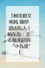 树美德文明风 做厚道山东人｜杨东亮：立志做龙居的“小丸童”