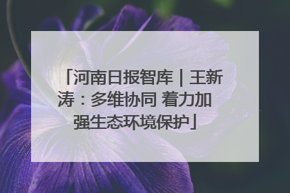 河南日报智库｜王新涛：多维协同 着力加强生态环境保护