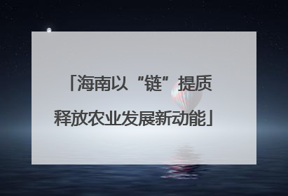 海南以“链”提质 释放农业发展新动能