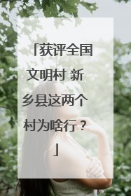 获评全国文明村 新乡县这两个村为啥行？