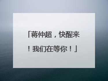蒋仲超，快醒来！我们在等你！