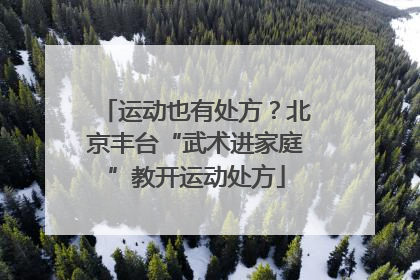 运动也有处方？北京丰台“武术进家庭”教开运动处方