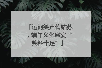运河笑声传姑苏，端午文化盛宴“笑料十足”