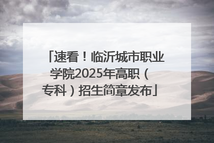 速看！临沂城市职业学院2025年高职（专科）招生简章发布