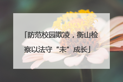 防范校园欺凌，衡山检察以法守“未”成长
