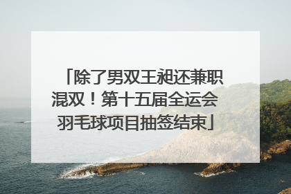除了男双王昶还兼职混双！第十五届全运会羽毛球项目抽签结束